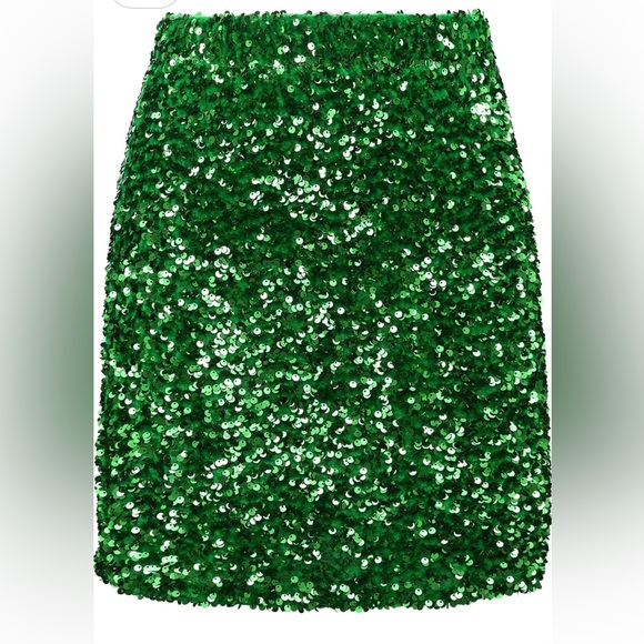 🔵 Sequin Skirt Sparkle Stretchy Bodycon Mini Skirts Night Out Party NWT sz med - Picture 3 of 6